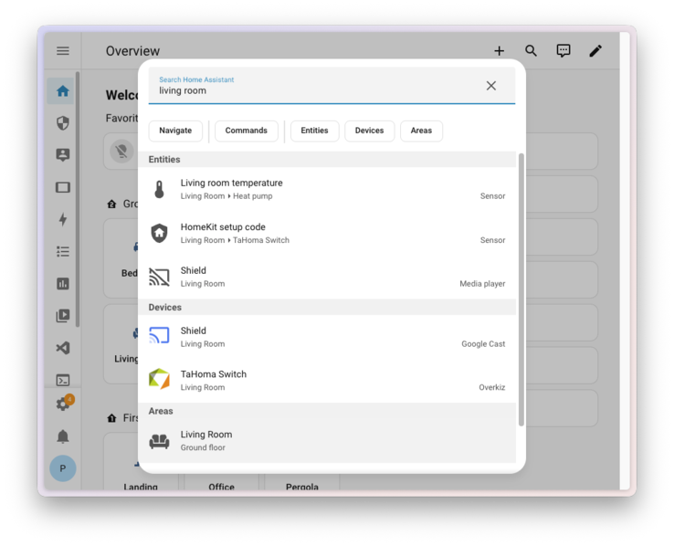 Den nya snabbsökningsfunktionen för Home Assistant