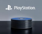 PlayStation-logotypen syns ovanför PS5-skivorna på skrivbordet
