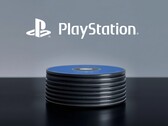 PlayStation-logotypen syns ovanför PS5-skivorna på skrivbordet