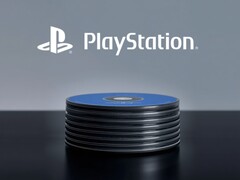 PlayStation-logotypen syns ovanför PS5-skivorna på skrivbordet