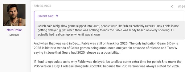 NateTheHate2 kommenterar Fable reboot PS5-version (Bildkälla: skärmdump, NateDrake@ResetEra forum)