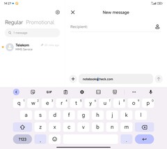 Tangentbordslayout (GBoard) - huvuddisplay - liggande läge