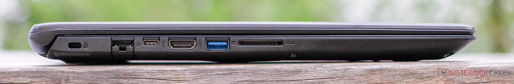 Left side: Kensington lock, Ethernet port, USB Type-C (3.0 Gen 1), HDMI, USB Type-A (3.0), SD card reader