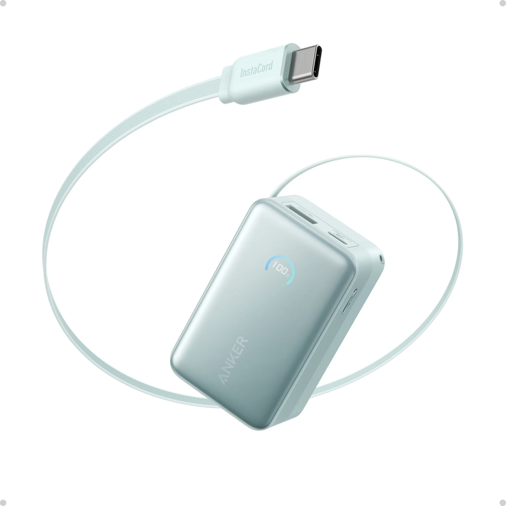 Anker Nano Power Bank (10K, 45W, inbyggd utdragbar USB-C-kabel). (Bildkälla: Anker)