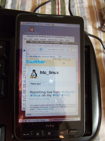 Ubuntu startar på HTC HD2. (Bildkälla: r/linux på Reddit)
