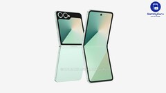 Inofficiell rendering av den kommande Galaxy Z Flip7. (Bildkälla: OnLeaks och SammyGuru)