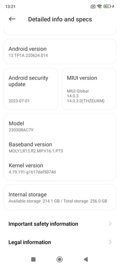 Programvara på Xiaomi Redmi Note 12S