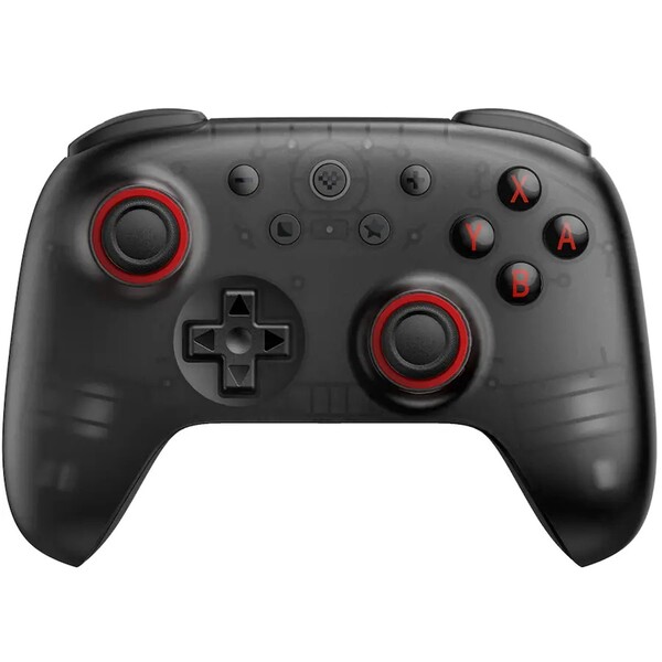 8BitDo Ultimate 2C Bluetooth i Translucent Black har röda joystickringar och ABXY-knappar. (Bildkälla: 8BitDo)