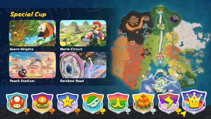 Den åttonde cupen i Mario Kart Worlds. (Bildkälla: Nintendo)