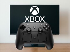 Steam Controller visas framför en PC-skärm med Xbox Game Pass-logotyp
