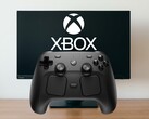 Steam Controller visas framför en PC-skärm med Xbox Game Pass-logotyp