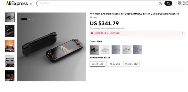 AYN Odin 3 börjar på $ 341,79 på AliExpress. (Bildkälla: AliExpress)