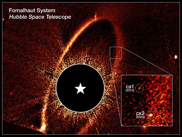 En annoterad bild av cs1 och cs2 (Bildkälla: NASA, ESA, UC Berkeley och STScI)