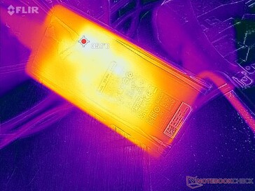 AC-adaptern når över 35 C när du kör krävande belastningar under långa perioder