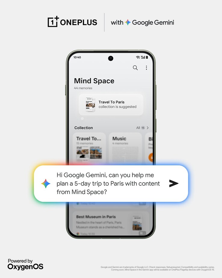 Gemini-integration kommer till OxygenOS 16:s Mind Space-funktion. (Bildkälla: X)