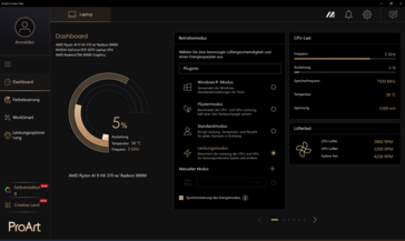 Energiprofiler för ProArt Creator Hub