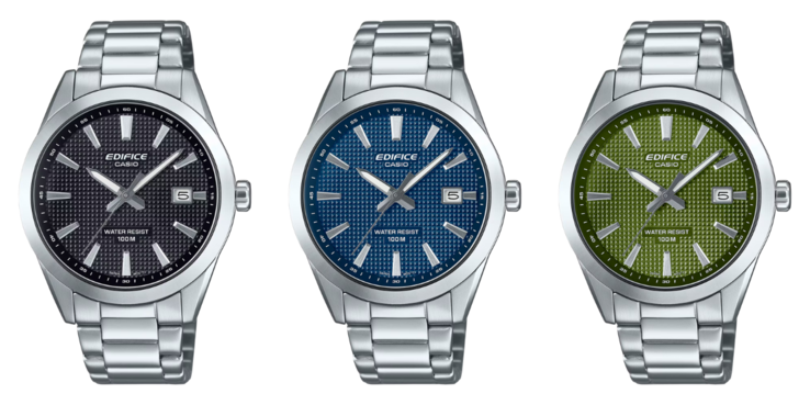 Från vänster till höger: klockorna Casio Edifice EFV-160D-1AV, EFV-160D-2AV och EFV-160D-3AV. (Bildkälla: Casio)