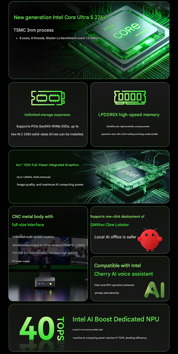 Centrala höjdpunkter i K17 mini PC (maskinöversatt)