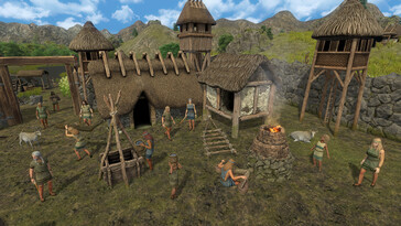 En bild som visar en by i Dawn of Man.