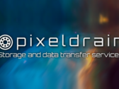 Webbplatsens logotyp omgiven av en konstnärs intryck av rymden (Bildkälla: PixelDrain - bearbetad)