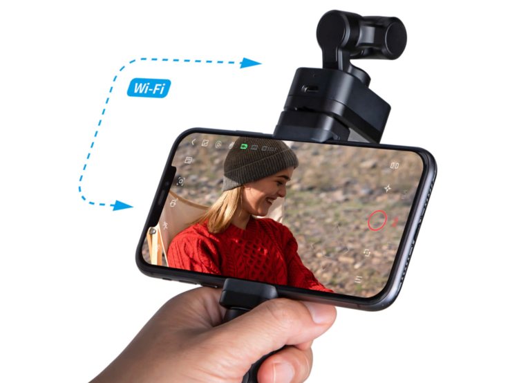 Med Feiyu Pocket 3 kan du använda din telefon som en trådlös monitor (den har också en liten skärm).
