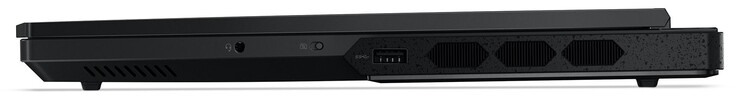 Höger: Kombinerat ljuduttag, slutarknapp för webbkamera, USB 3.2 Gen 1 (USB-A)