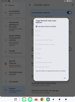 De Bluetooth-codecs som stöds.