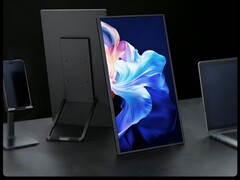 Den externa bildskärmen kan placeras på flera olika sätt på ett skrivbord.