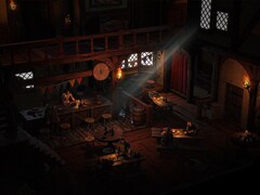 En bild som visar en krog med karaktärer i Wartales.