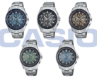 I den övre raden har vi (från vänster till höger) Casio OCW-S7000RA-2AJF, OCW-T2600RA-8AJF och OCW-S7000RA-5AJF. I den nedre raden ser vi (från vänster till höger) Casio OCW-S400RA-3AJF och OCW-S400RA-2AJF. (Bildkälla: Casio)