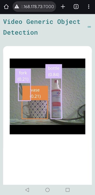 Bildigenkänning fungerar ganska bra även med en gammal webbkamera och den förkonfigurerade modellen (bildkälla: Notebookcheck)