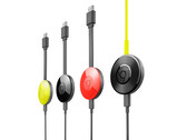 En reklambild för Googles 2:a generationens Chromecast, som visas i olika färger. (Bildkälla: Google)