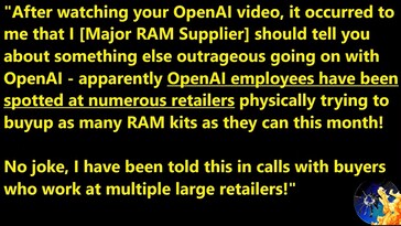 OpenAI-anställda köper upp DDR5-minneskit. (Bildkälla: Moores lag är död)