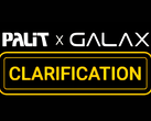 En bild som visar både Palits logotyp och logotypen för dess undervarumärke Galax
