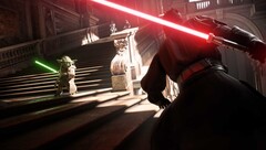 Star Wars Battlefront II-skärmdump som visar Yoda och Darth Maul