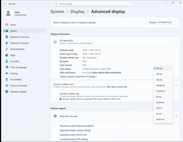 4K med 160 Hz är standardläget