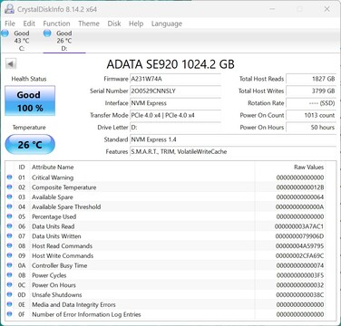 ADATA SE920 fungerar med PCIe 4.0 x4