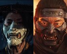 Atsu (till vänster) från Ghost of Yōtei och Jin Sakai (till höger) från Ghost of Tsushima bär distinkta masker i oni-stil som symboliserar deras förvandling till fruktade legender. (Bildkälla: Sucker Punch Productions)