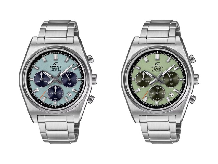 Klockorna Casio Edifice EFB730D-2BV (vänster) och EFB730D-3AV (höger). (Bildkälla: Casio, redigerad)