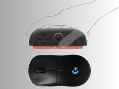 Switch 2 Joy-Cons ovanför spelmusen (Bildkälla: Nintendo of America, Logitech med ändringar)