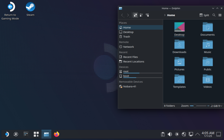 nobara linux ångdäckläge skärmdump