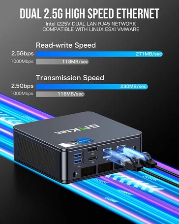 Båda LAN-portarna har en bandbredd på 2,5 Gbps (Bildkälla: GMKtec)