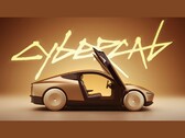 En skärmdump från en reklamvideo för Tesla CyberCab som visar fordonet i sidovy