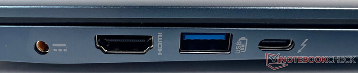Vänster: 1x strömförsörjning, 1x HDMI, 1x USB Type-A Gen 3.2, 1x USB Type-C med Thunderbolt 4