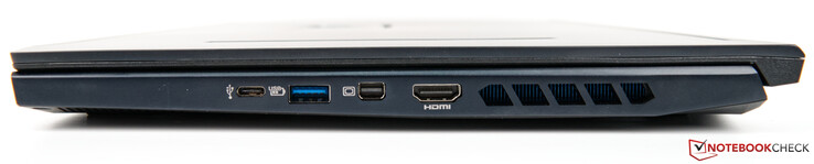 Höger sida: USB 3.2 Typ C, USB 3.2 Typ A, mini-DisplayPort, HDMI, fläktventiler