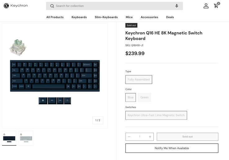 Keychron Q16 HE produktsida avslöjar pris. (Bildkälla: Keychron)