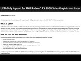 De senaste GPU:erna i Radeon RX 9000-serien är endast optimerade för UEFI-system. (Bildkälla: AMD)
