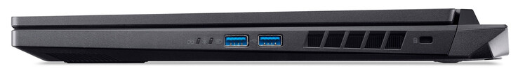 Höger sida: 2x USB 3.2 Gen 2 (USB-A), plats för kabellås