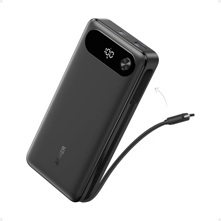 Den nya Anker Zolo 22,5W Power Bank 10K har en integrerad kabel som den äldre Anker Power Bank (20K, 87W, inbyggd USB-C-kabel) (bilden). (Bildkälla: AnkerInsider)