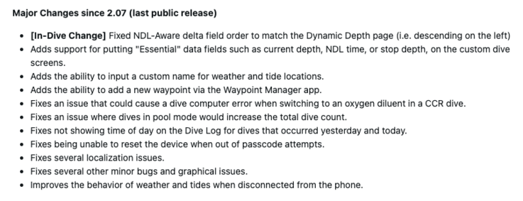 Releaseinformation för Garmin Descent X30 systemprogramvara 3.06